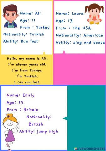 Nationality cards