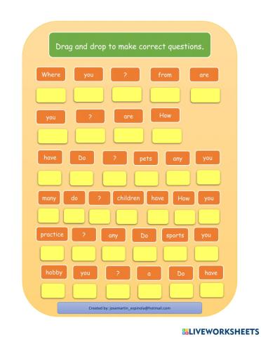 Personal Information Drag and Drop