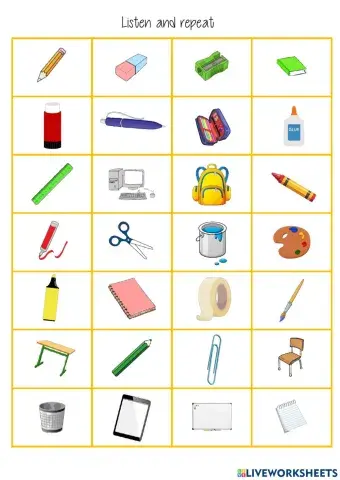 Listen and choose school supplies