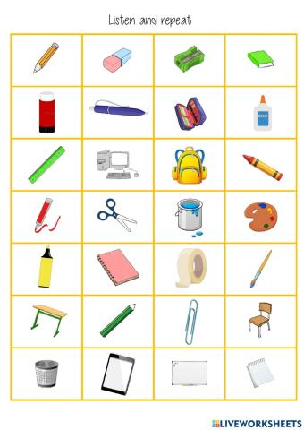 Listen and choose school supplies
