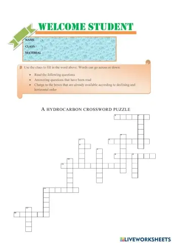 A hydrocarbon crossword puzzle