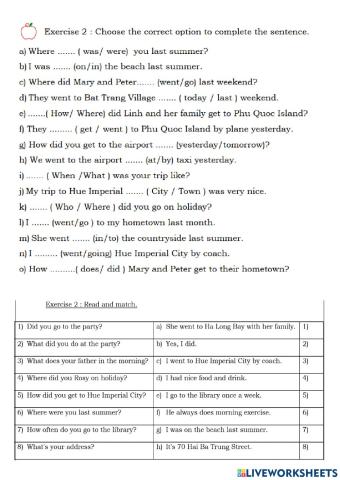 Tieng Anh 5 - Exercises Unit 3,4