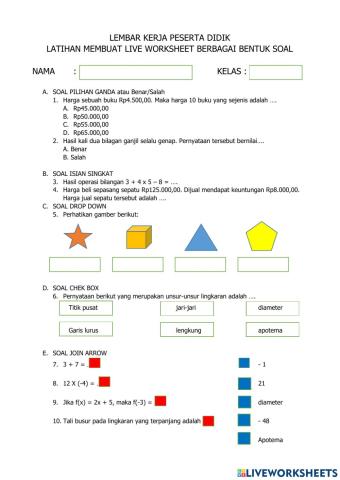 Lkpd latihan membuat live worksheet
