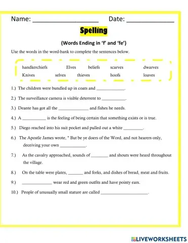 Making word ending in f and fe Plurals