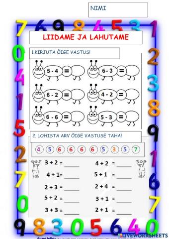 Liitmine ja lahutamine 6 piires