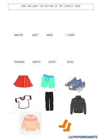 Match th clothes with the correct word