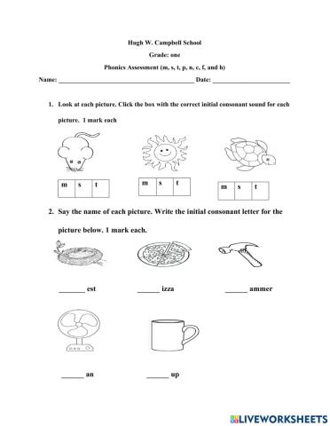 Initial Consonants m, s, t, n, p, c, f and h