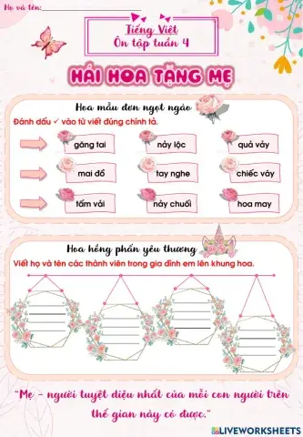 Lớp 2 - Ôn tập tiếng Việt tuần 4