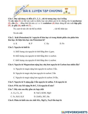 Bài 8. LUYỆN TẬP 1