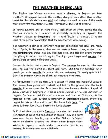 Weather Reading Comprehension