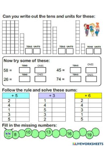 Place value and digit of numbers 1-20