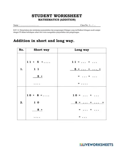 Short and Long Way Addition