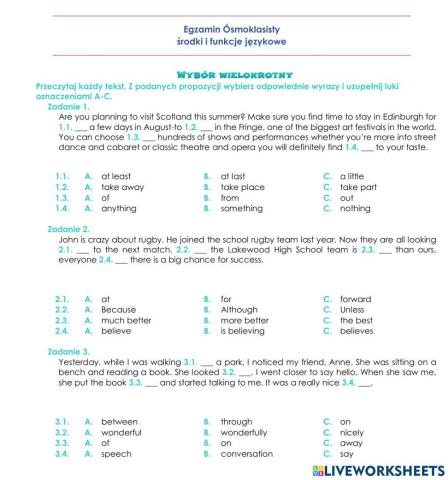 Egzamin Ósmoklasisty - środki i funkcje 1
