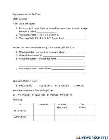 September End of Month Concept