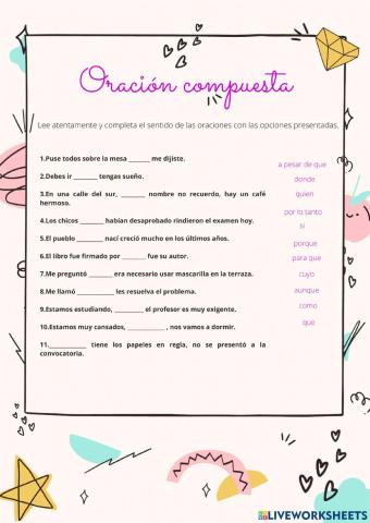 Oración compuesta subordinada