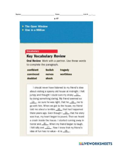 7-Key Vocabulary Review One in a Million