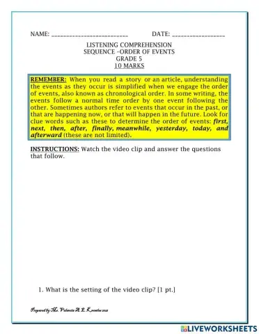 Sequence - Order of Events