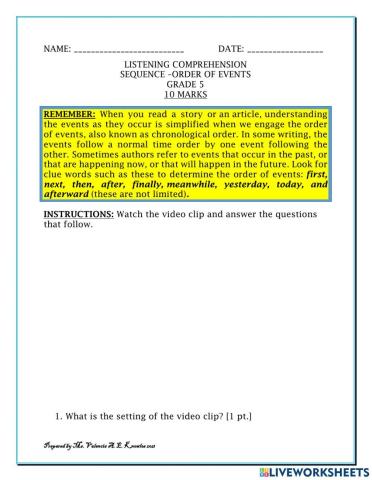 Sequence - Order of Events