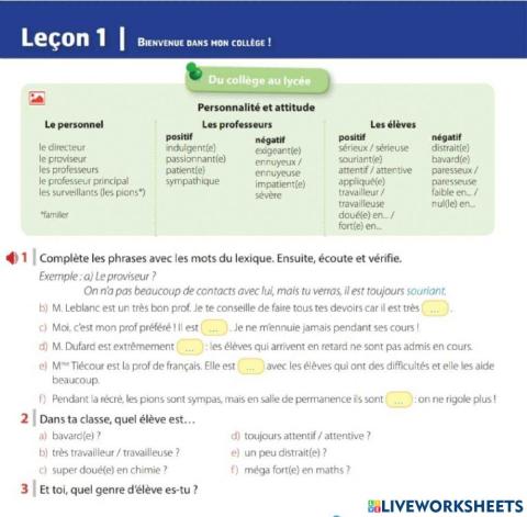 Du collège au lycée