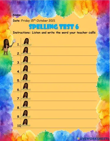 Spelling Test 6