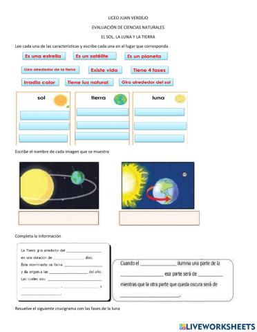 La tierra, el sol y la luna