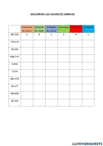 Descomposición de números