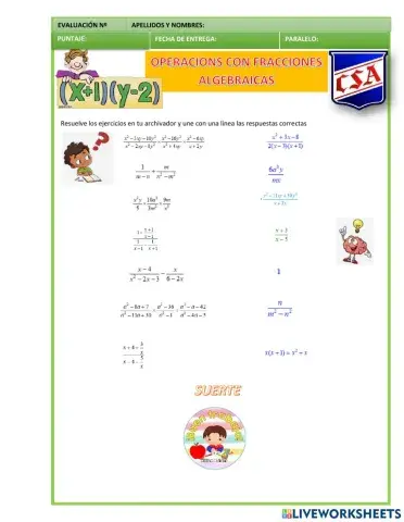 Operaciones con fracciones ALGEBRAICAS