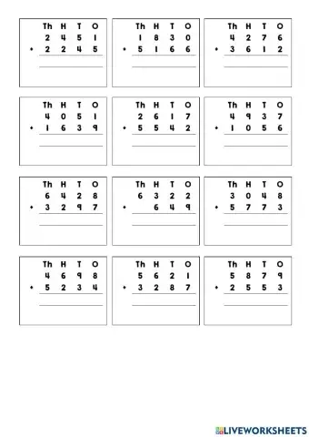 Column Addition with Exchanges