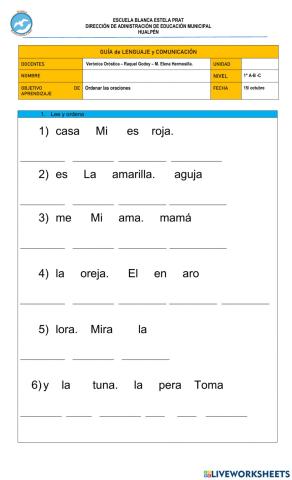 Leer y ordenar oraciones