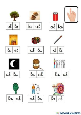 Silabas directas e indirectas con L