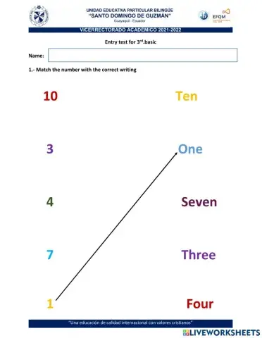 Entry Test for 3rd. Basic