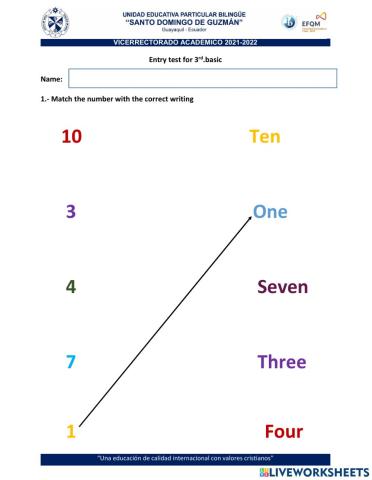 Entry Test for 3rd. Basic