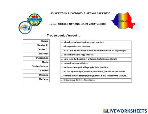 Trouve quelqu'un qui ...