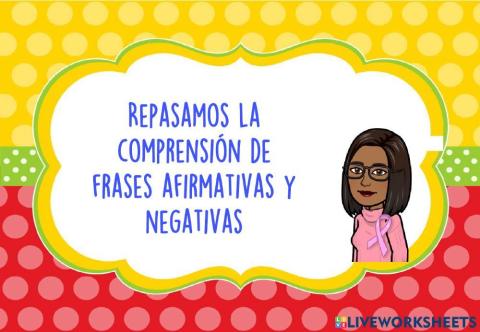 Comprensión de frases afirmativas y negativas