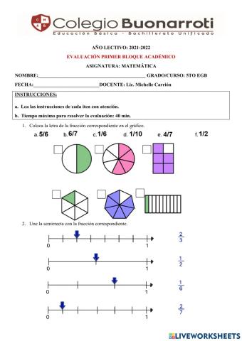 Evaluación 1r bloque Matemática