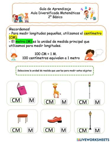 Medidas de longitud m y cm