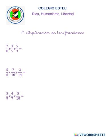 Multiplicacion de tres fracciones