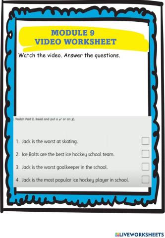 Y4 Video worksheet module 9