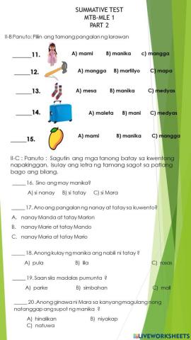 Summative test in mtb-mle part2