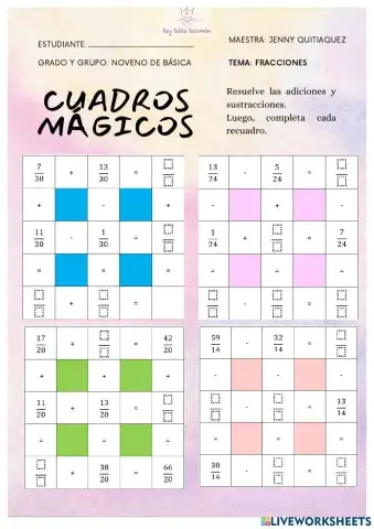 Sumas y restas de fracciones