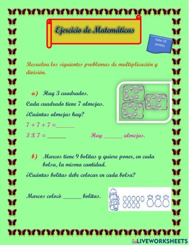 Problemas de multiplicaciòn y divisiòn