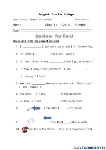 WS 12 Review Grammar