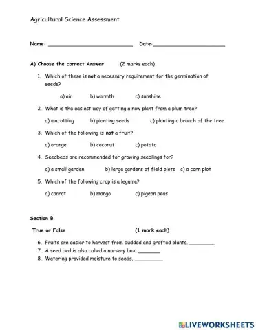 Agricultural Science Assessment