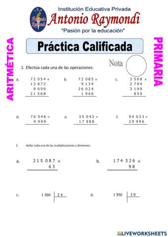Practica calificada de aritmetica