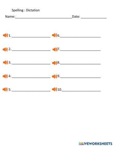 6th Spelling M1 L3 Dictation