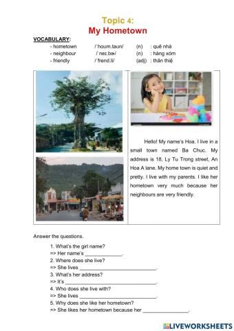 Topic 4: my hometown