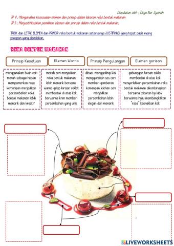 Analisis dan justifikasi elemen dan prinsip reka bentuk makanan