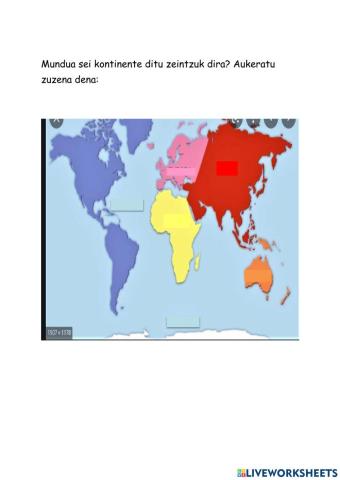 Kontinenteak eta Europako ozeanoak eta itsasoak