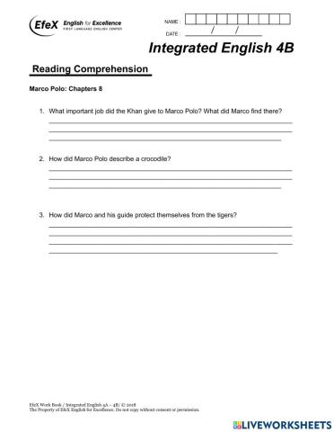 IE 4B Reading COmprehensions chp 8
