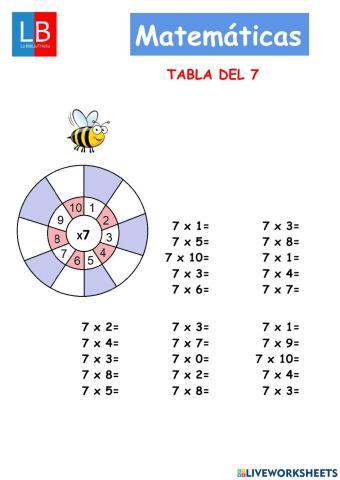 Tabla del 7